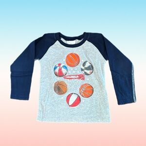 Fun Basketball Kids' Long Sleeve Sports Graphic Tee Size 3T from BottleCapps